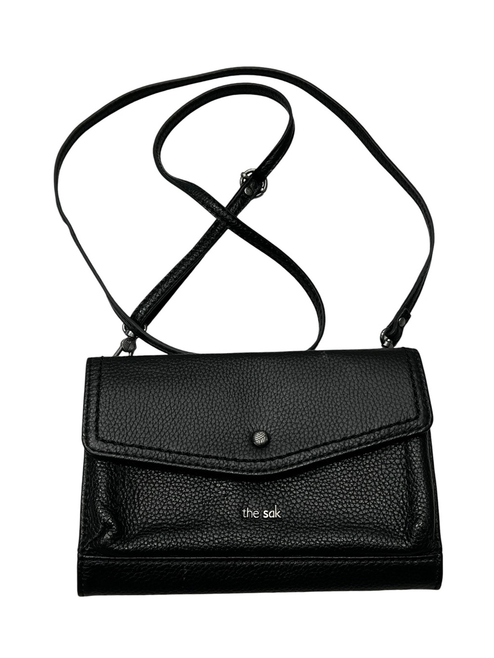 The Sak Black Pebbled Leather Crossbody Wallet Purse